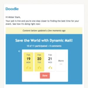 AMP booking form on Doodle